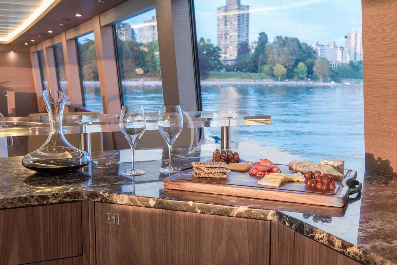 a counter top with food and glasses aboard ASCENTE Yacht for Charter