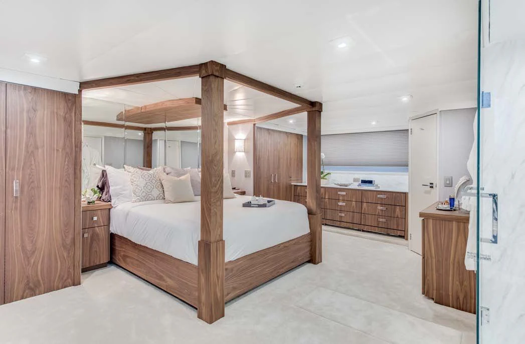 a bed in a room aboard ASCENTE Yacht for Charter