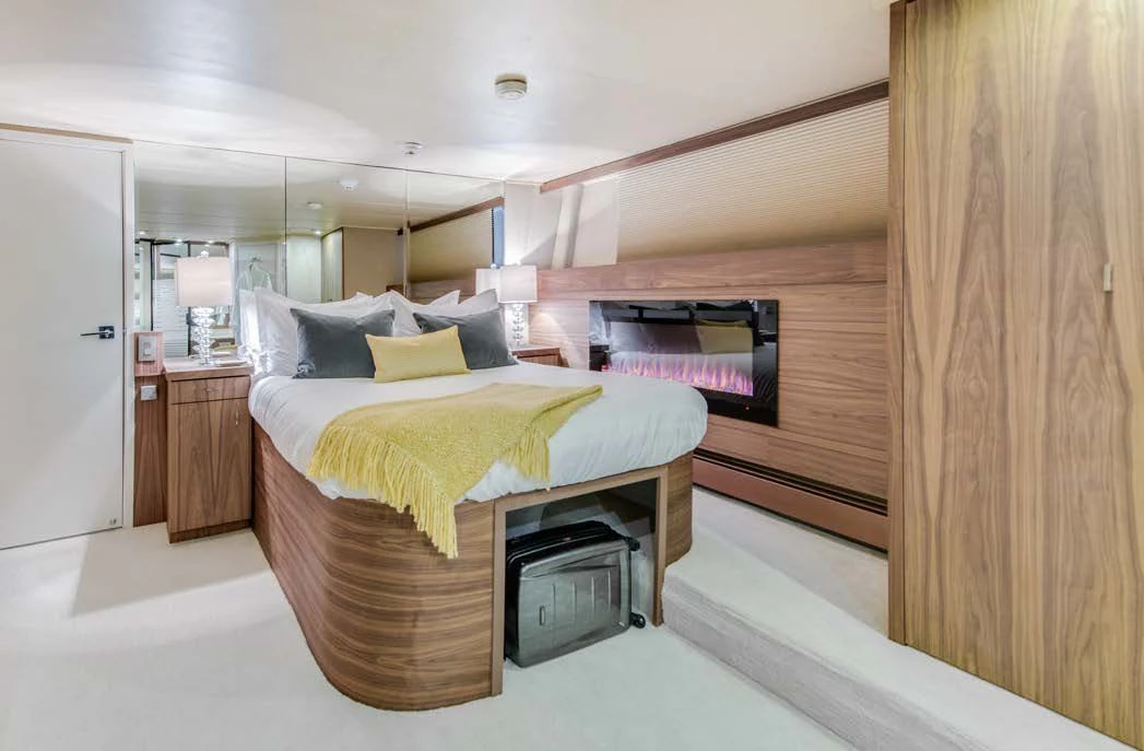a bed in a room aboard ASCENTE Yacht for Charter