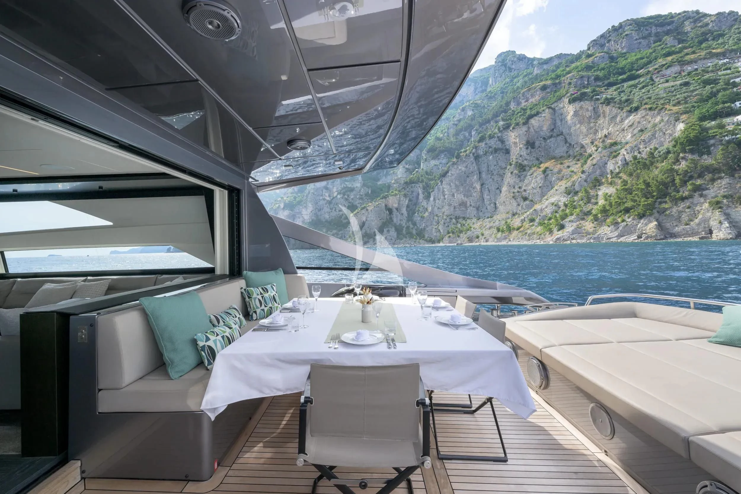 a table on a boat aboard JUST 4 Yacht for Sale