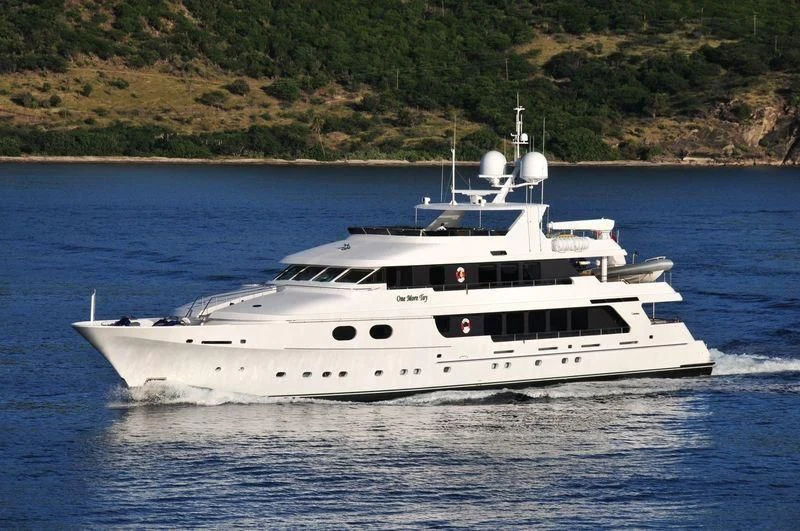 a white yacht on the water aboard POPEYE Yacht for Sale