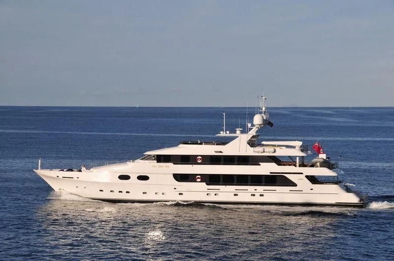 a white yacht in the water aboard POPEYE Yacht for Sale