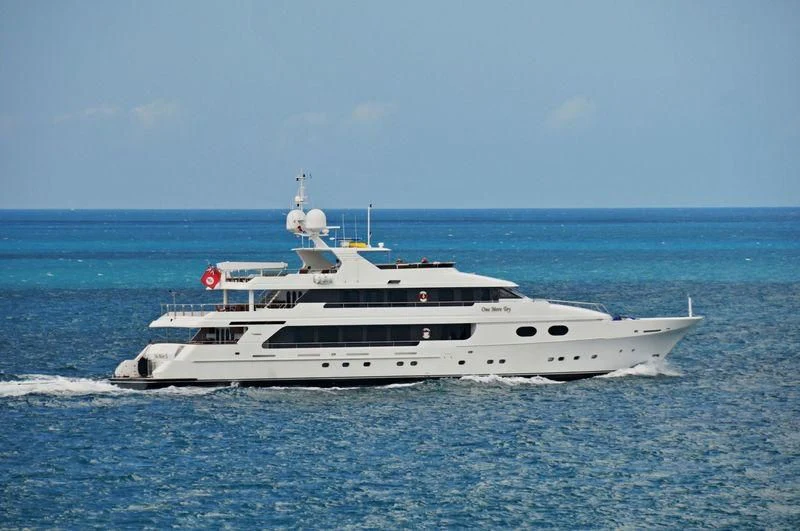a white yacht in the water aboard POPEYE Yacht for Sale