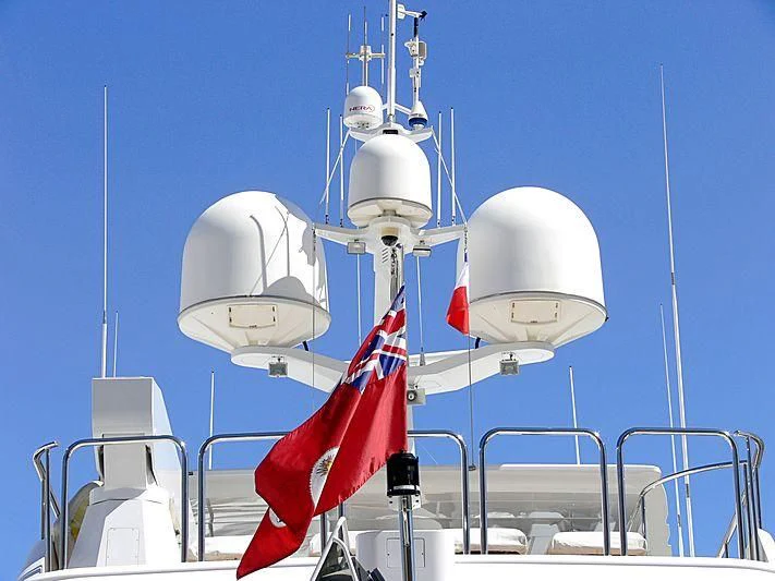 a few white satellite dishes aboard POPEYE Yacht for Sale