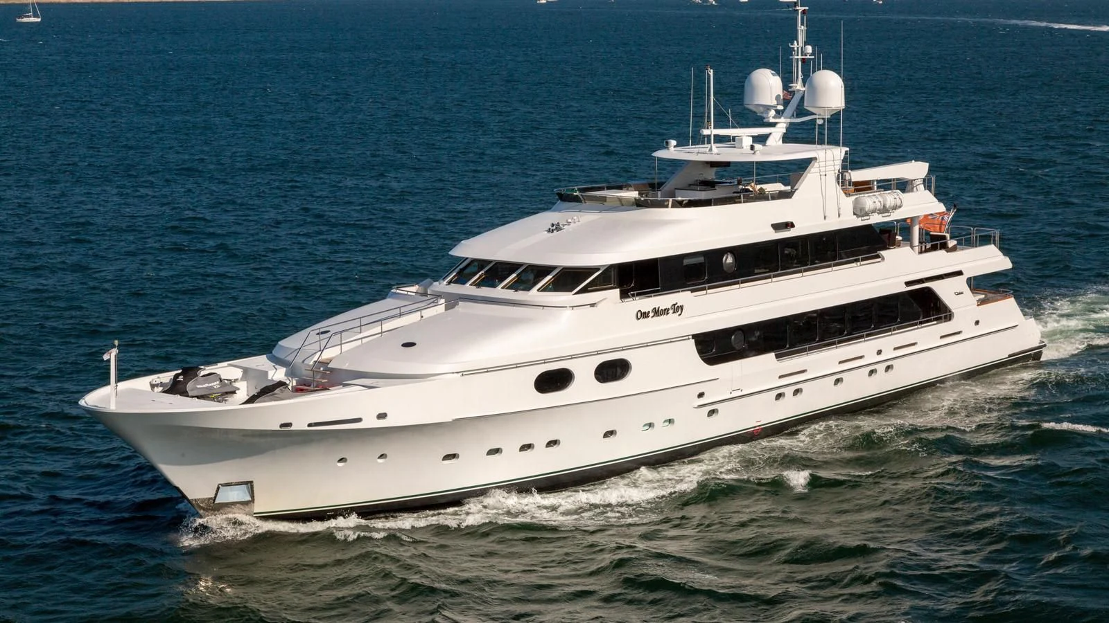 a white yacht in the water aboard POPEYE Yacht for Sale