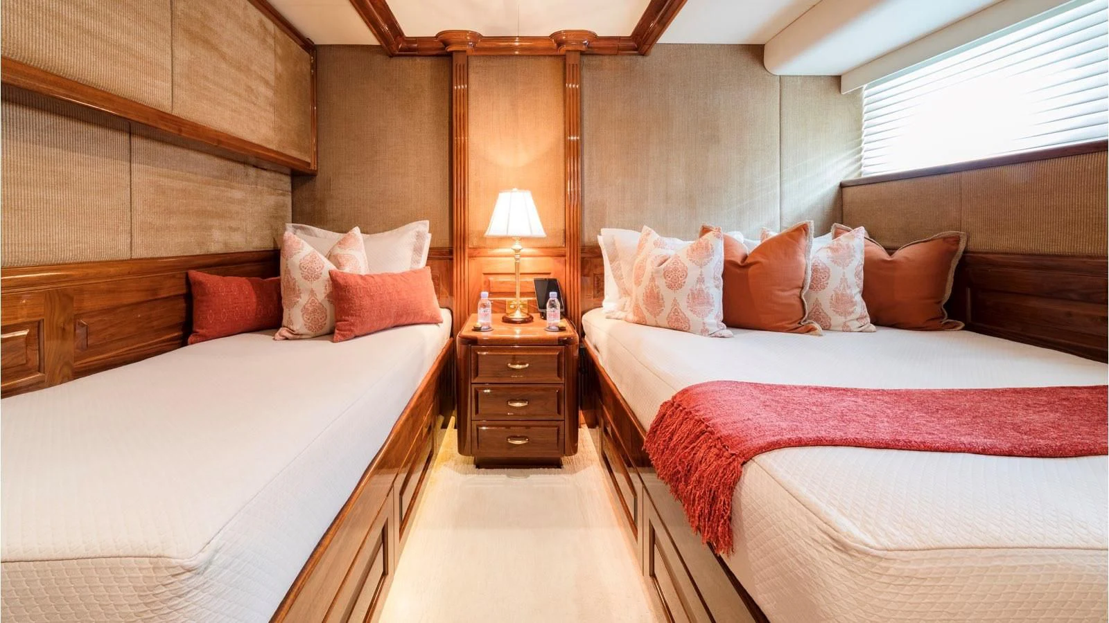 a room with two beds aboard POPEYE Yacht for Sale