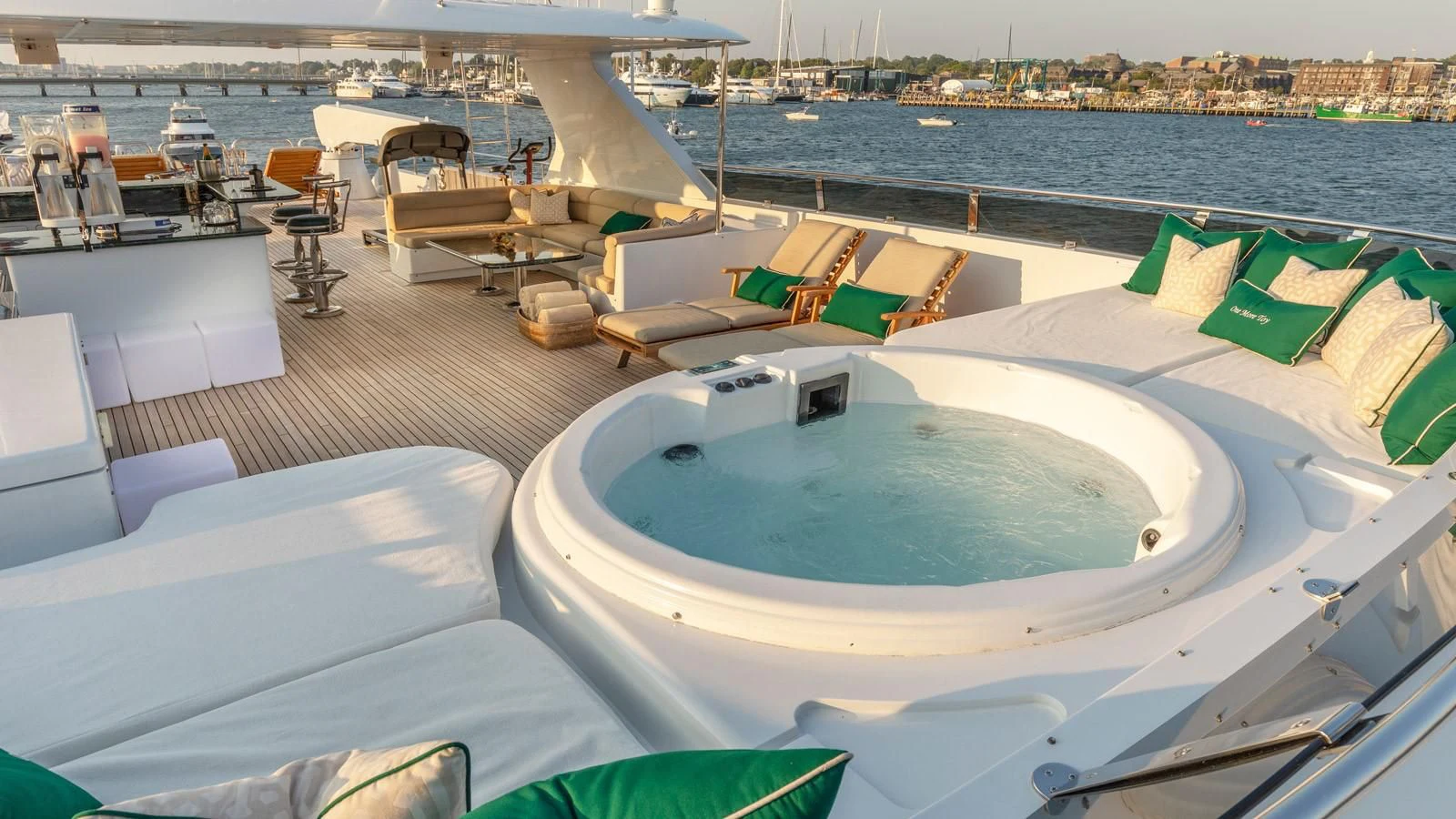 a swimming pool on a deck aboard POPEYE Yacht for Sale