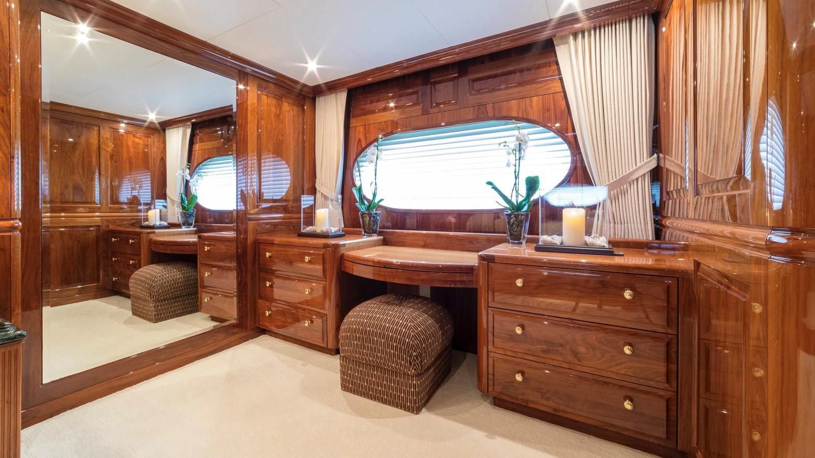 a room with a desk and a window aboard POPEYE Yacht for Sale