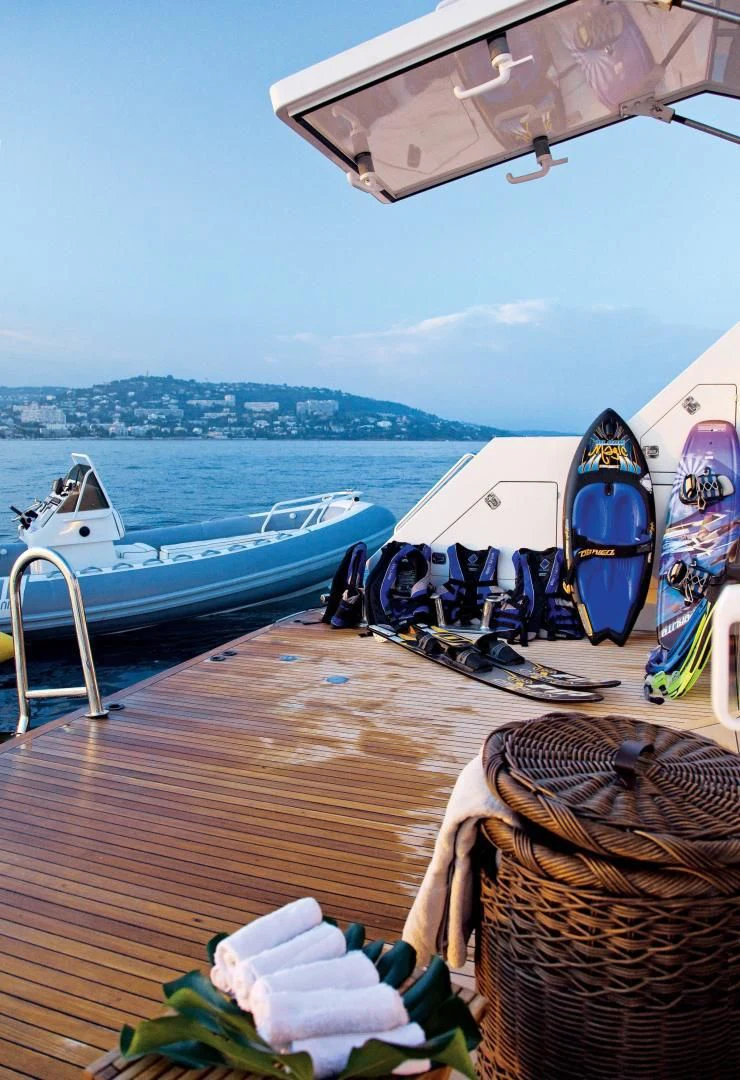 a boat on a dock aboard POPEYE Yacht for Sale