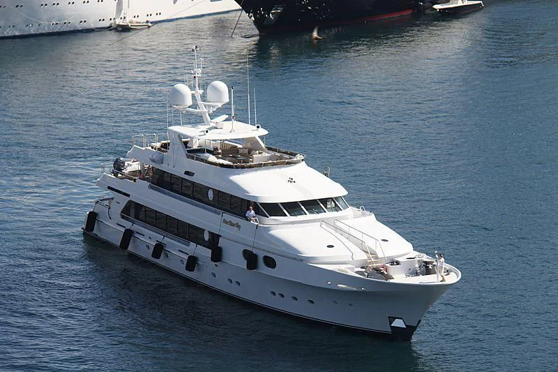 a white boat in the water aboard POPEYE Yacht for Sale