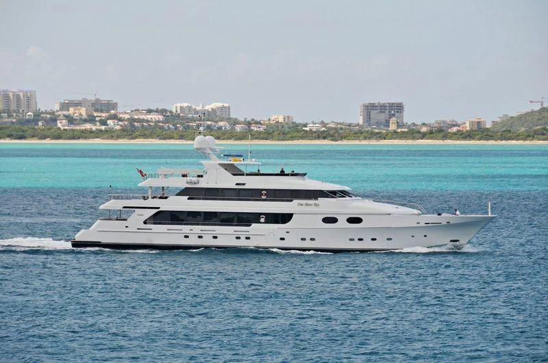 a white yacht in the water aboard POPEYE Yacht for Sale