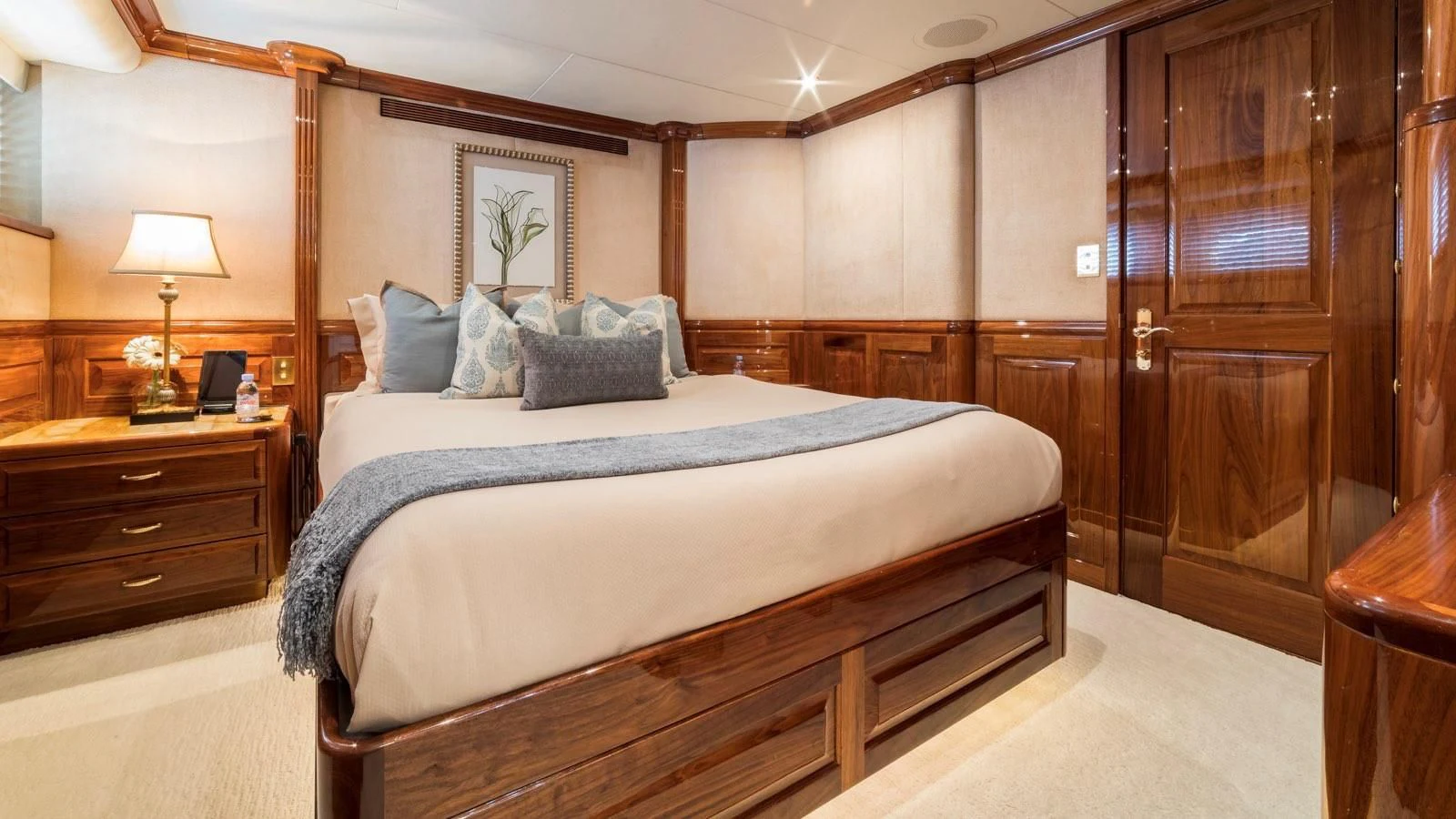 a bed in a room aboard POPEYE Yacht for Sale