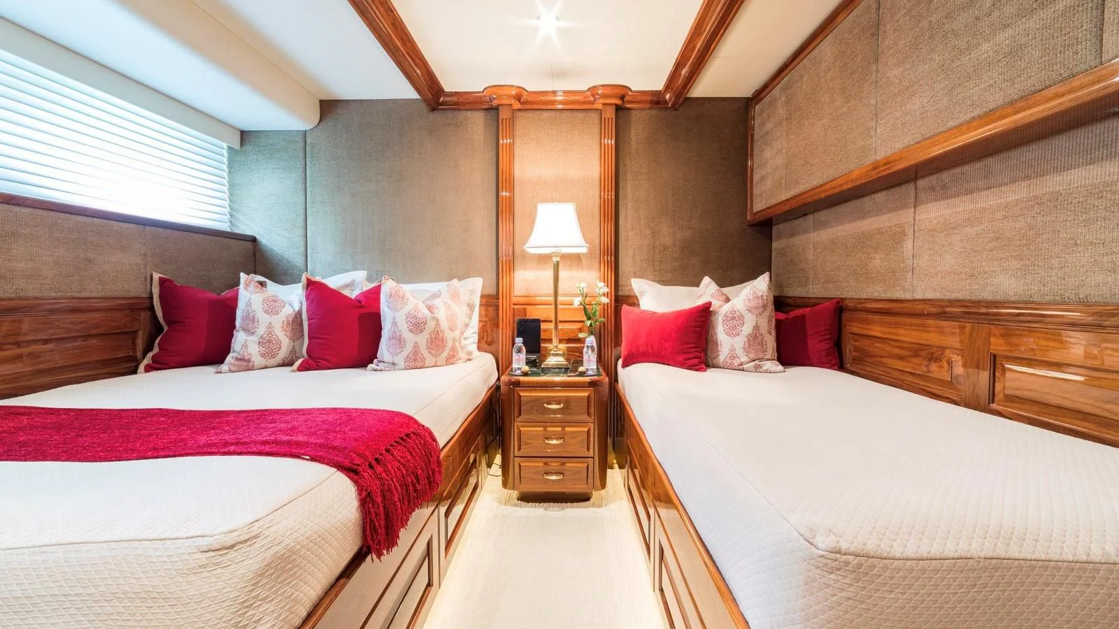 a room with two beds aboard POPEYE Yacht for Sale