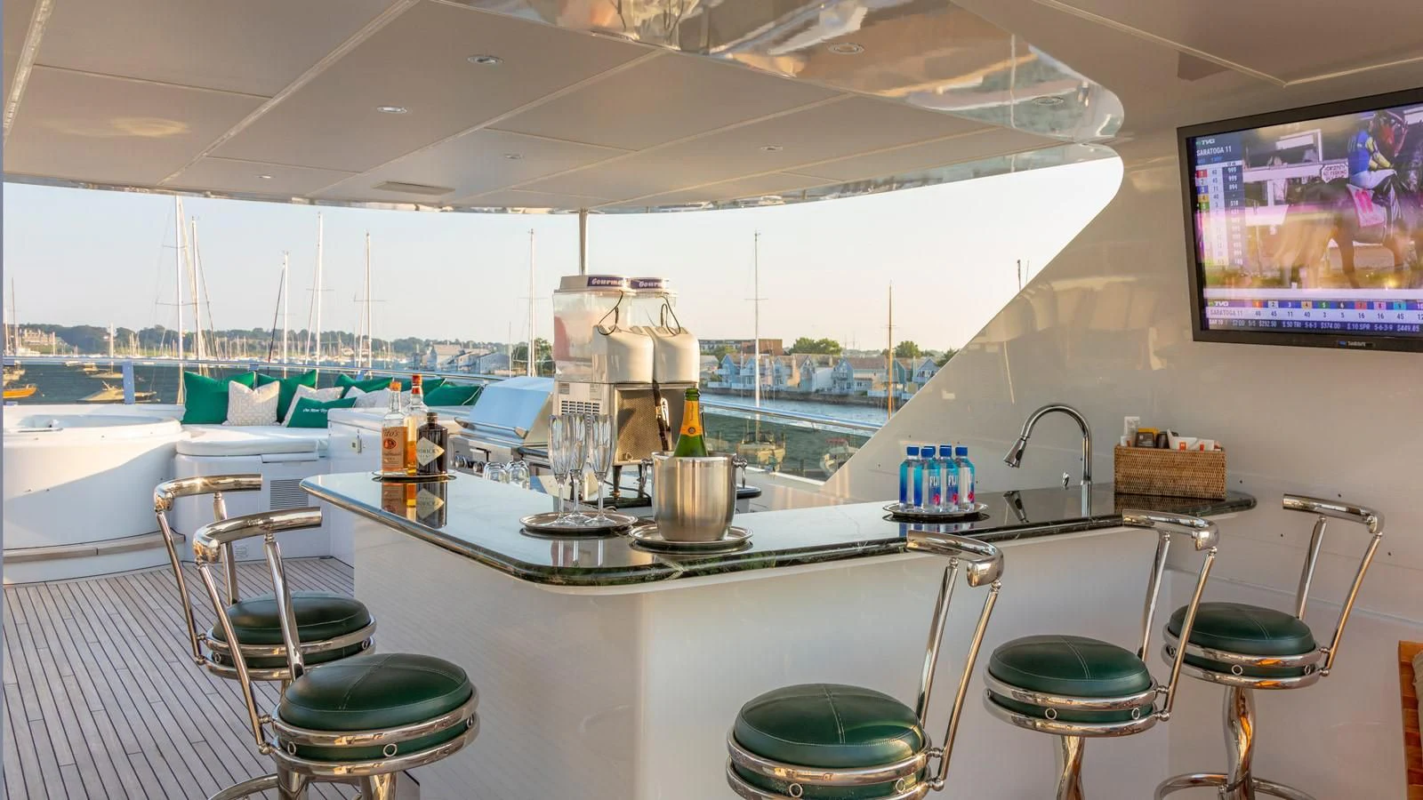 a kitchen with a large counter aboard POPEYE Yacht for Sale