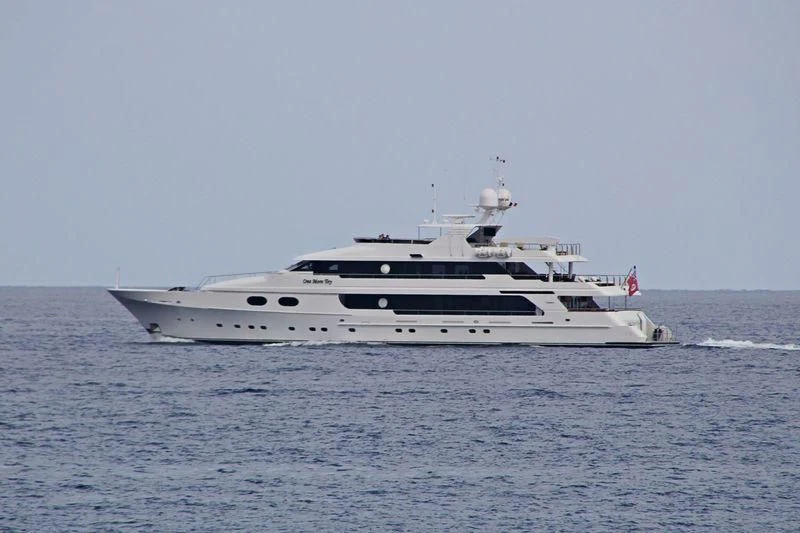 a white yacht on the water aboard POPEYE Yacht for Sale