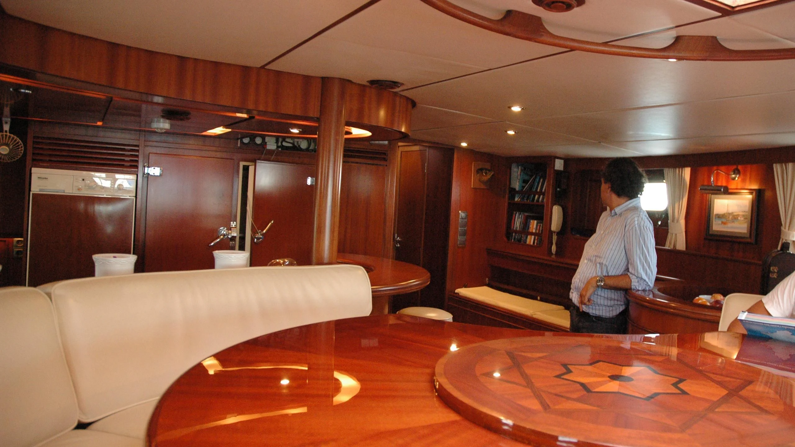 a person standing in a room aboard ISABEL Yacht for Sale