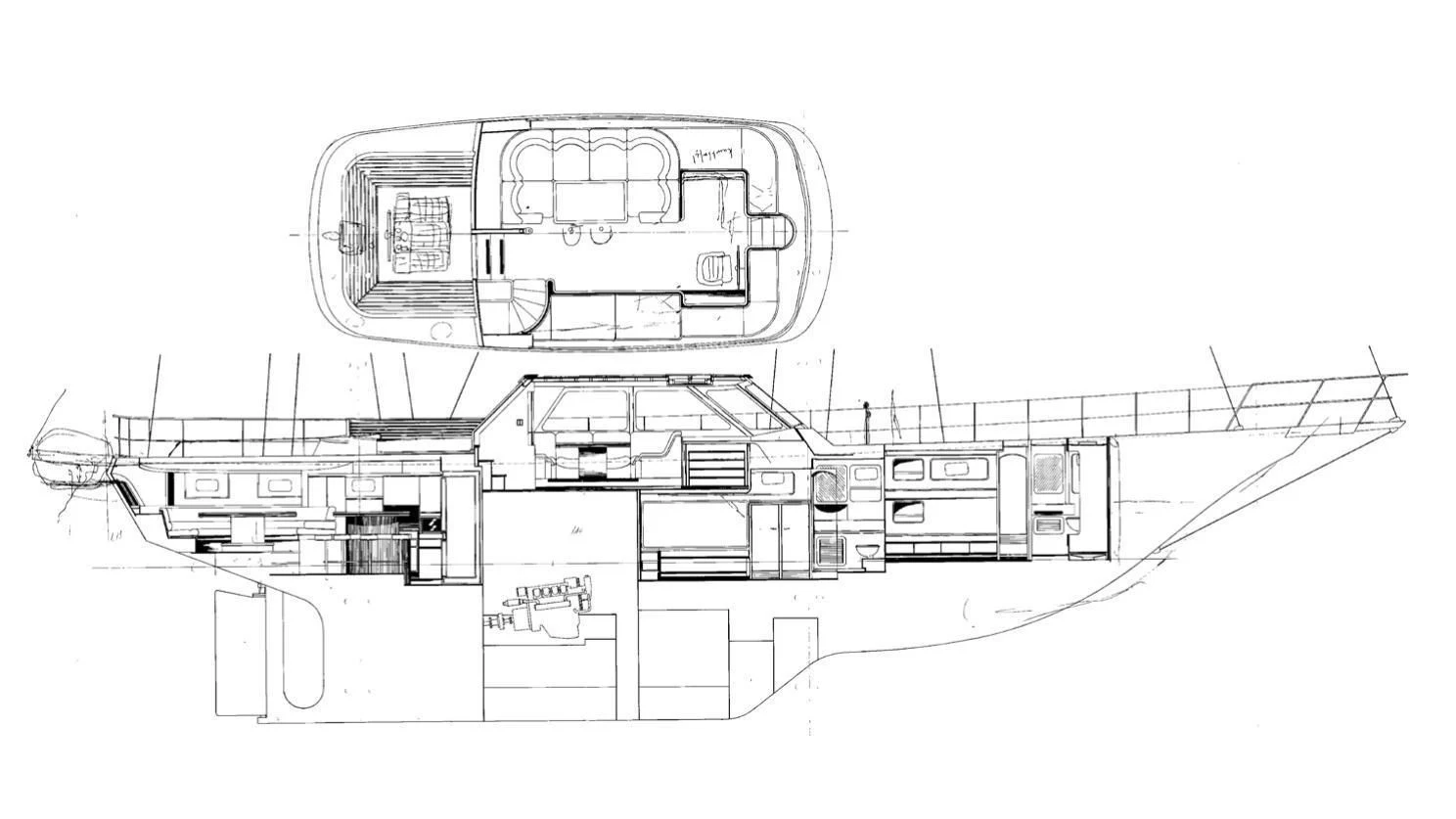 diagram, engineering drawing aboard ISABEL Yacht for Sale