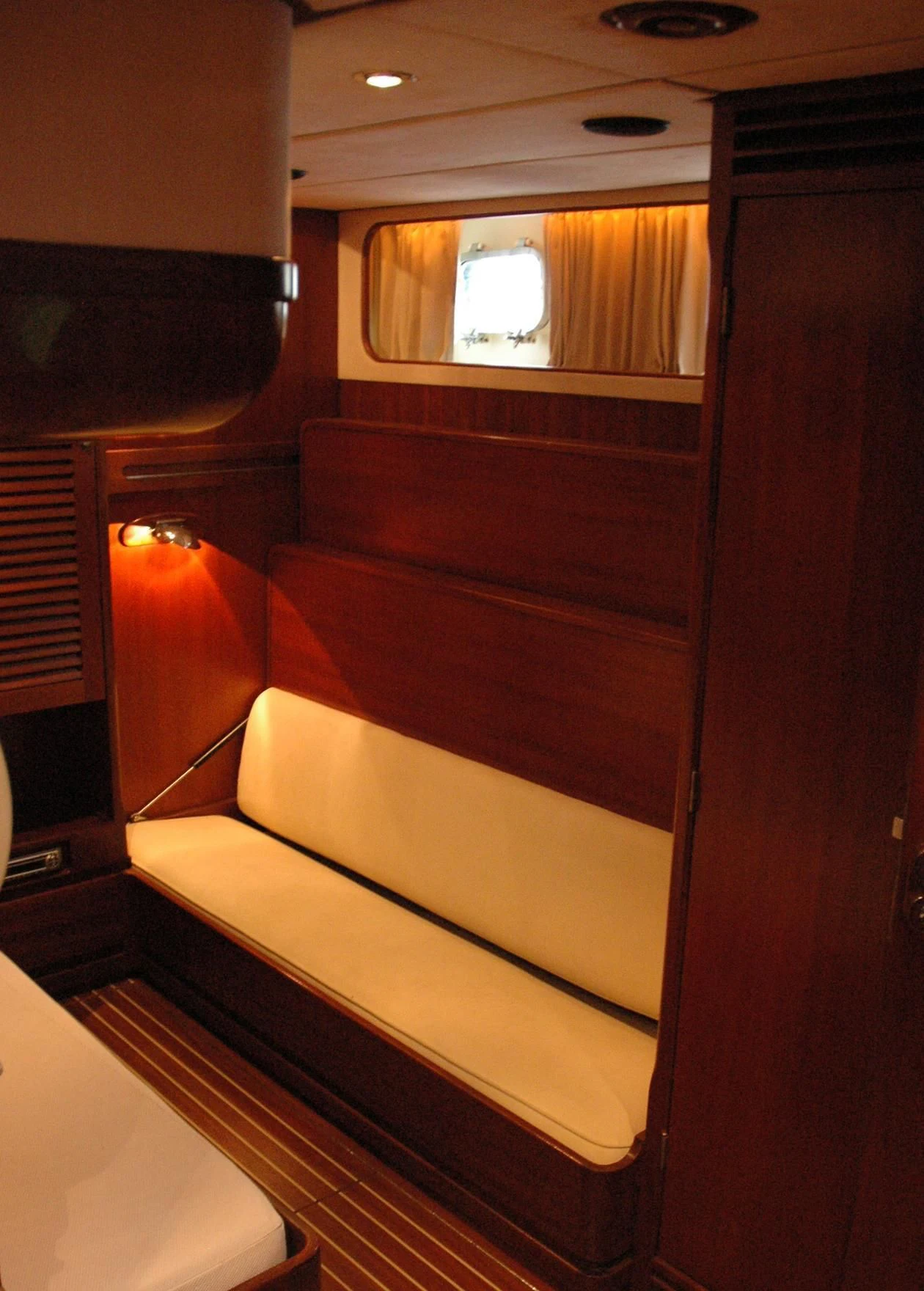 a room with a wood staircase aboard ISABEL Yacht for Sale
