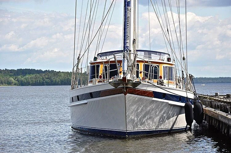 a boat docked at a pier aboard ISABEL Yacht for Sale