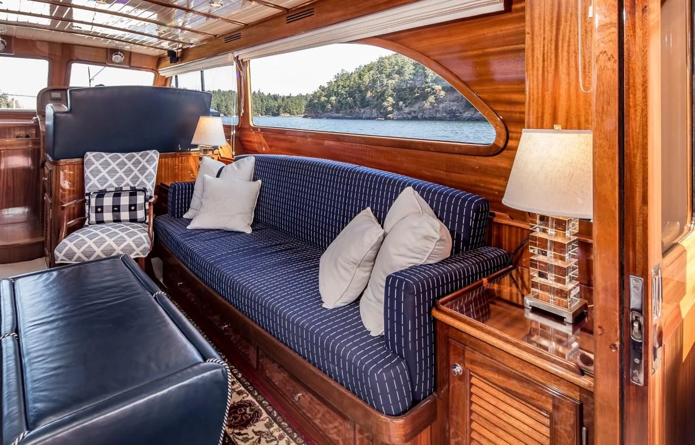 a bed in a cabin aboard REVELRY Yacht for Sale