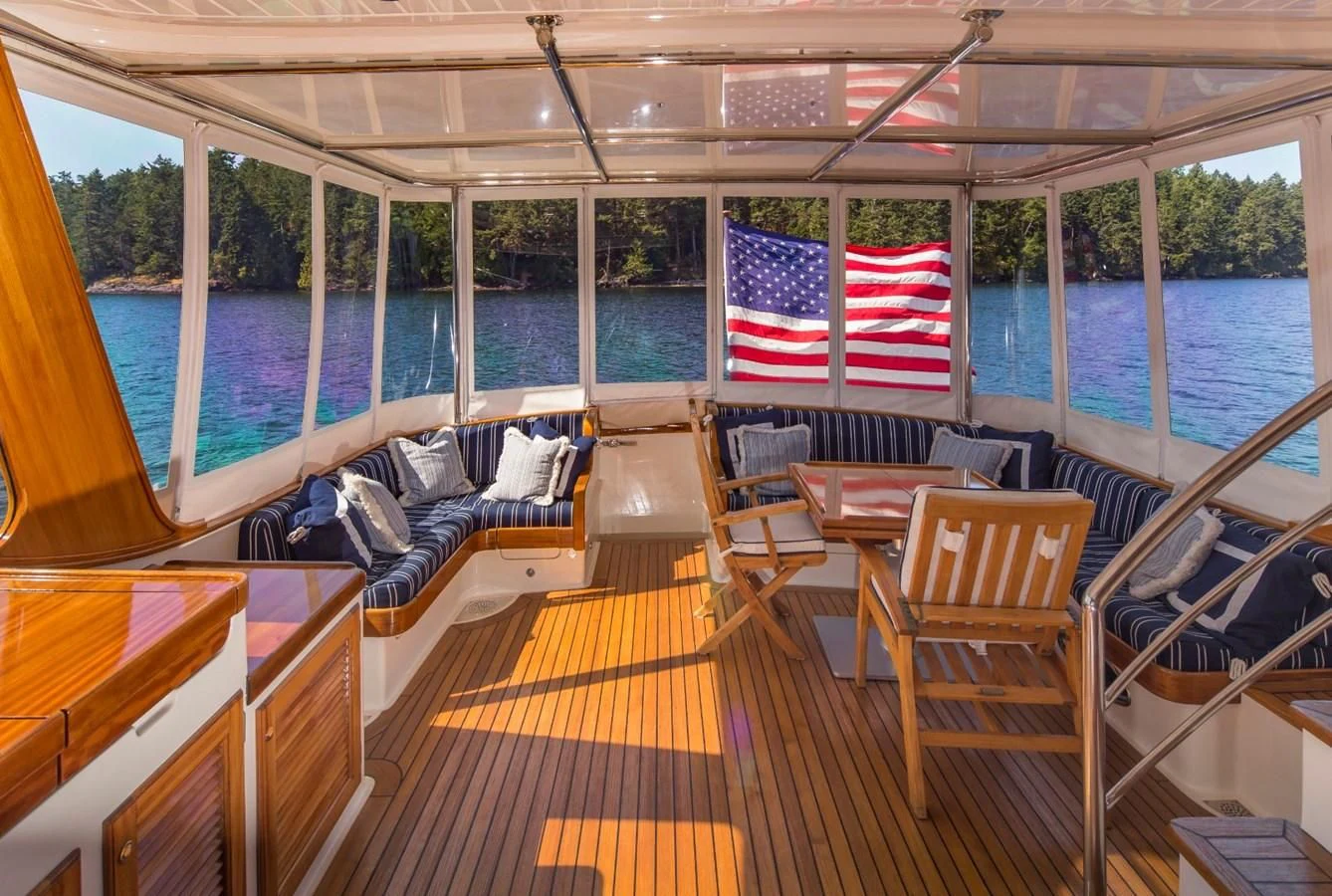 inside of a boat aboard REVELRY Yacht for Sale