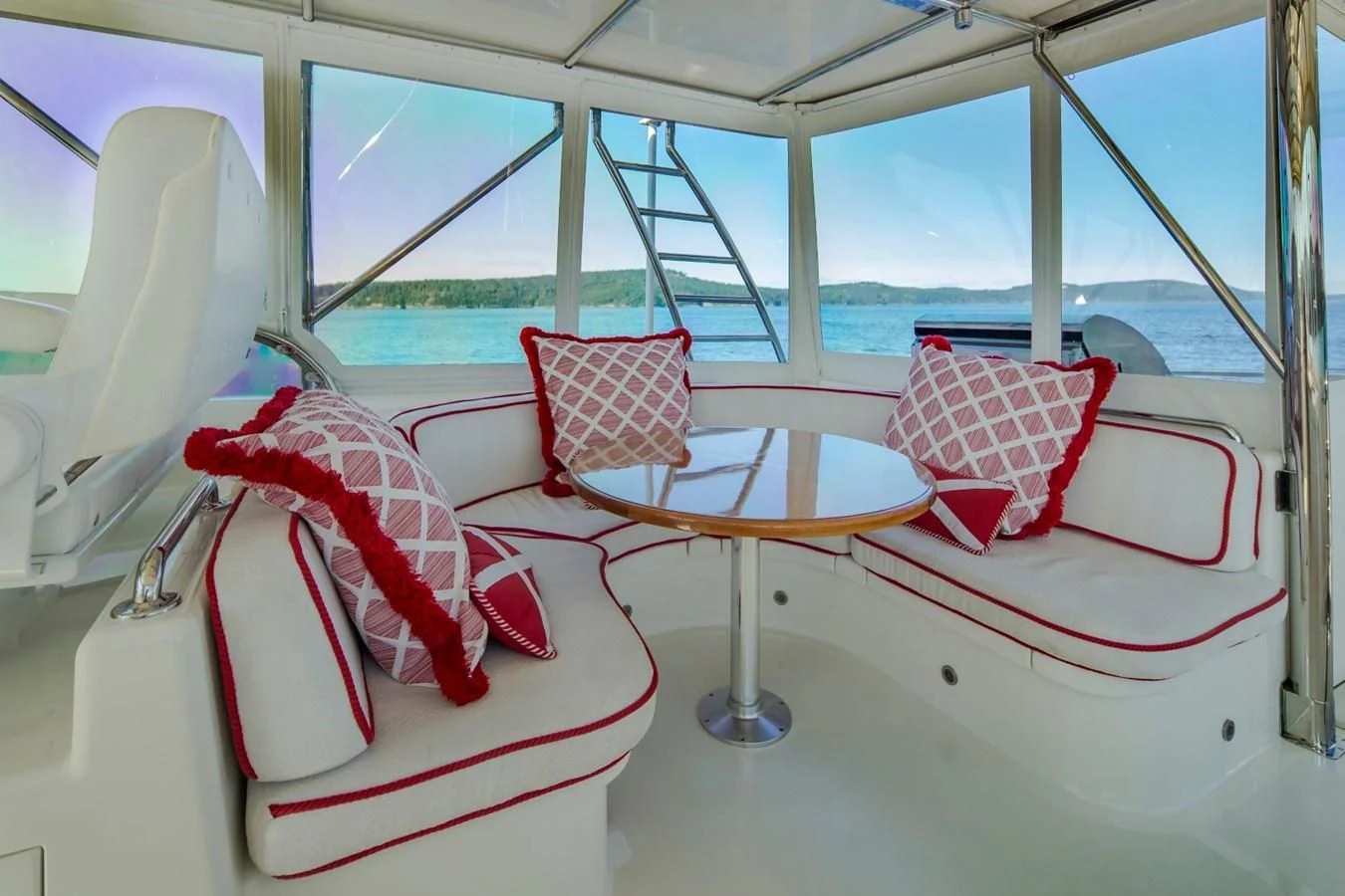 a couple of lounge chairs on a boat aboard REVELRY Yacht for Sale