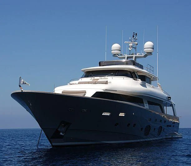 a large white boat in the water aboard SEVENTH SENSE Yacht for Charter