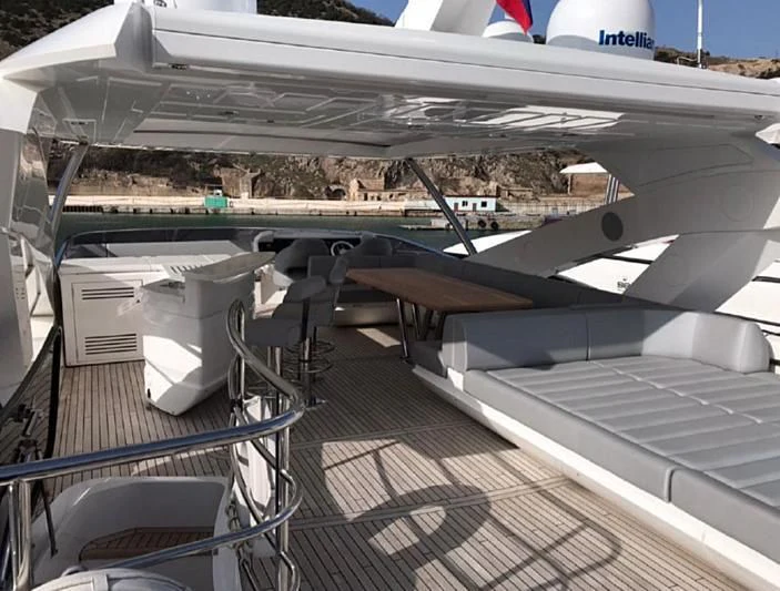 a large satellite dish aboard ZODIAC Yacht for Sale