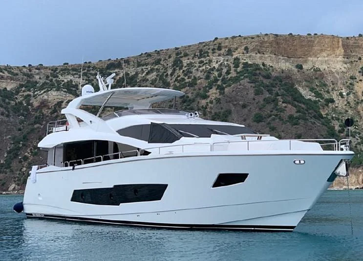 a white yacht on the water aboard ZODIAC Yacht for Sale