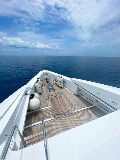 a deck of a boat aboard OBSESSIONS Yacht for Sale