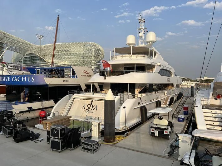 a large ship docked aboard ASYA Yacht for Sale