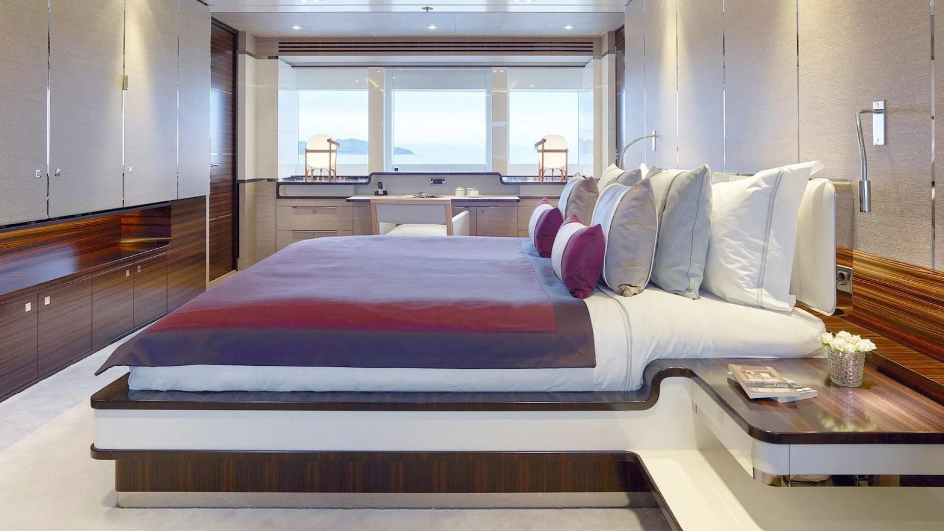 a bed in a room aboard ASYA Yacht for Sale