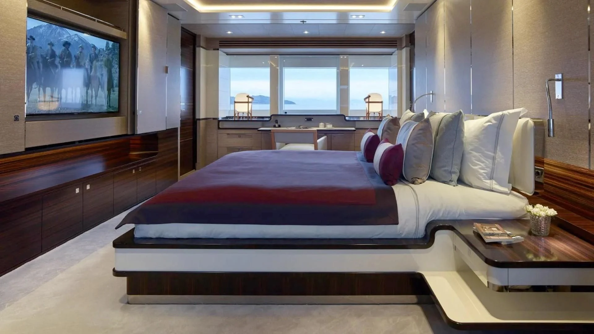 a bed in a room aboard ASYA Yacht for Sale