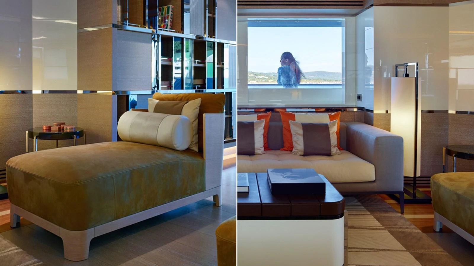 a bedroom with a bed and a desk aboard ASYA Yacht for Sale