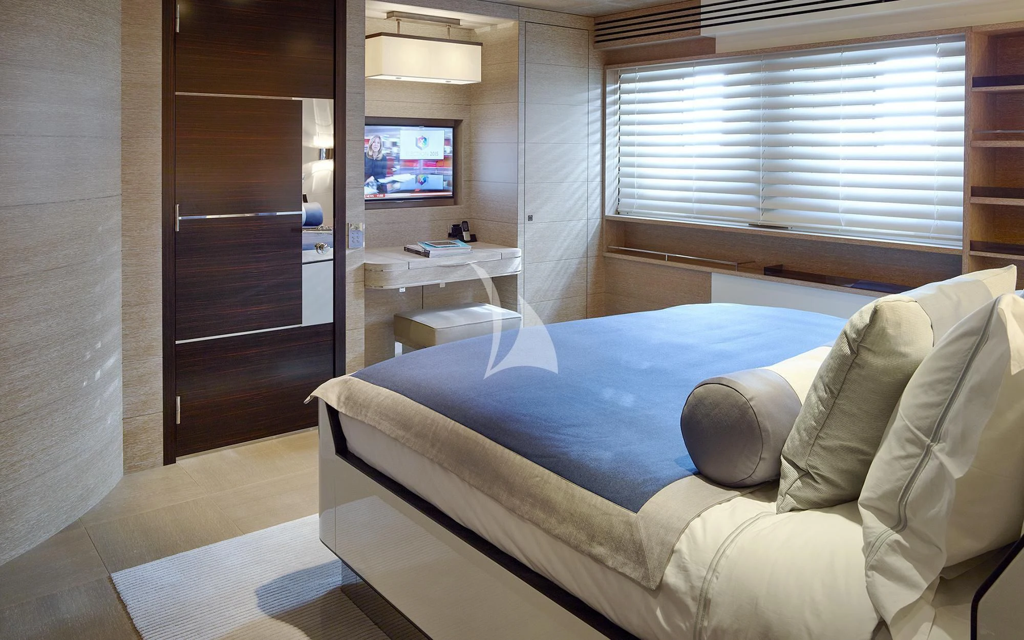 a bed in a room aboard ASYA Yacht for Sale