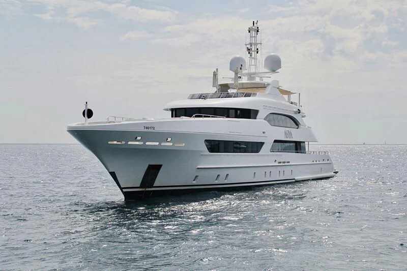 a white yacht in the water aboard ASYA Yacht for Sale