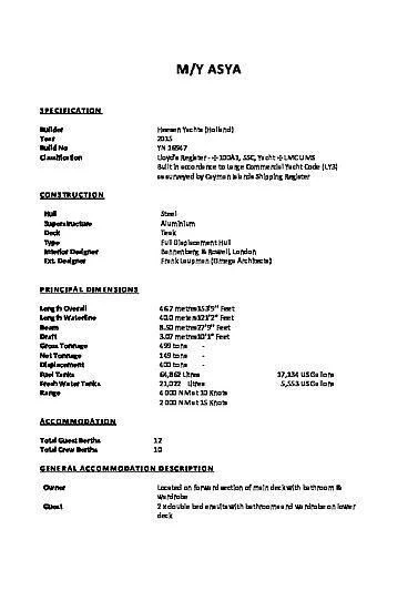 table aboard ASYA Yacht for Sale