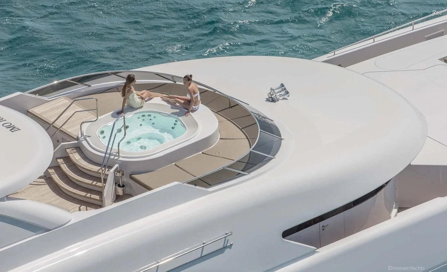 a group of people in a boat aboard ASYA Yacht for Sale