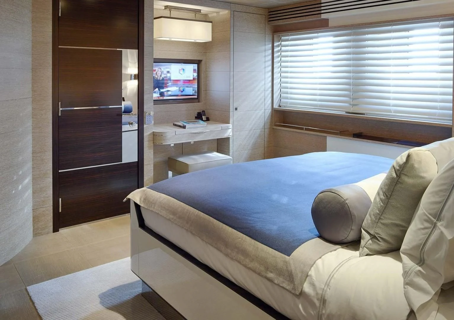 a bed in a room aboard ASYA Yacht for Sale
