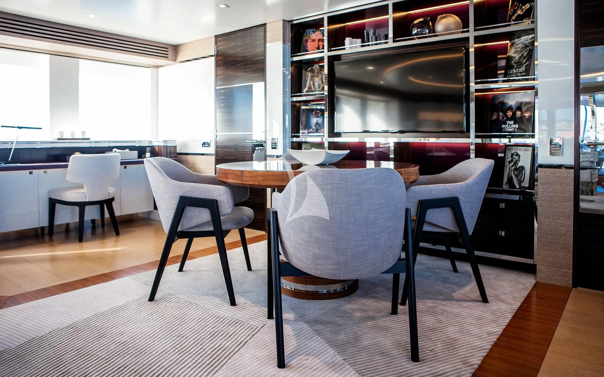 a room with a table and chairs aboard ASYA Yacht for Sale