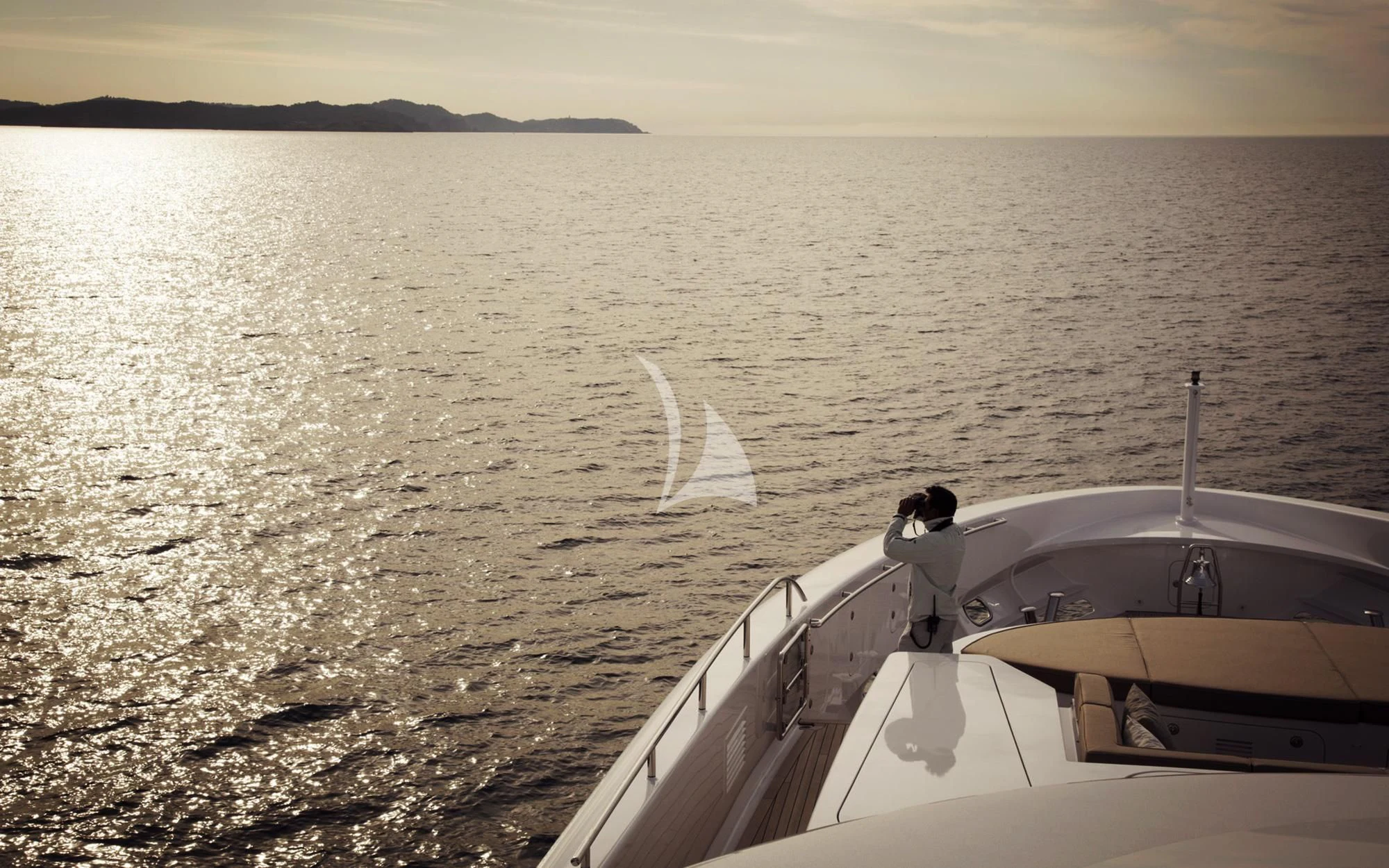 a person standing on a boat in the water aboard ASYA Yacht for Sale
