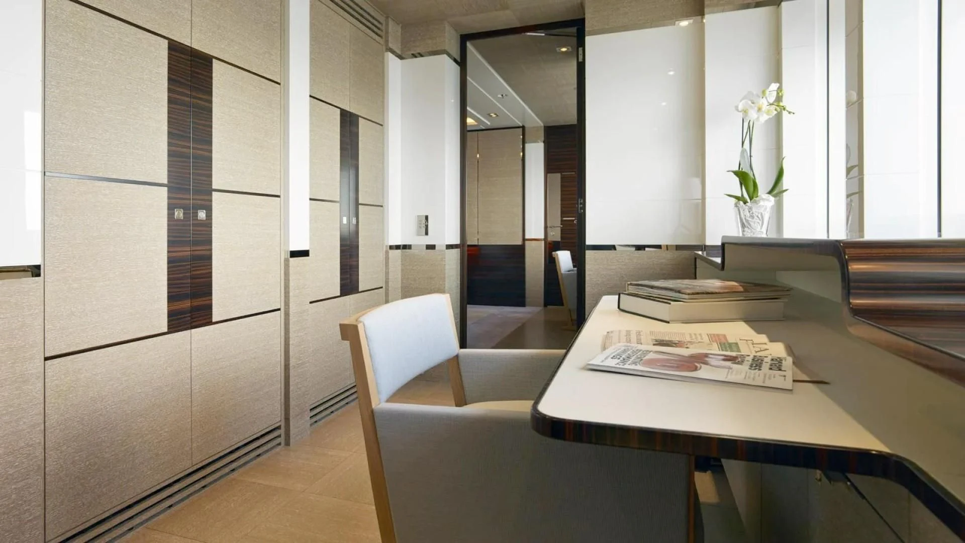 a room with a table and chairs aboard ASYA Yacht for Sale