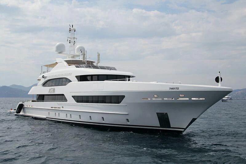 a white yacht in the water aboard ASYA Yacht for Sale