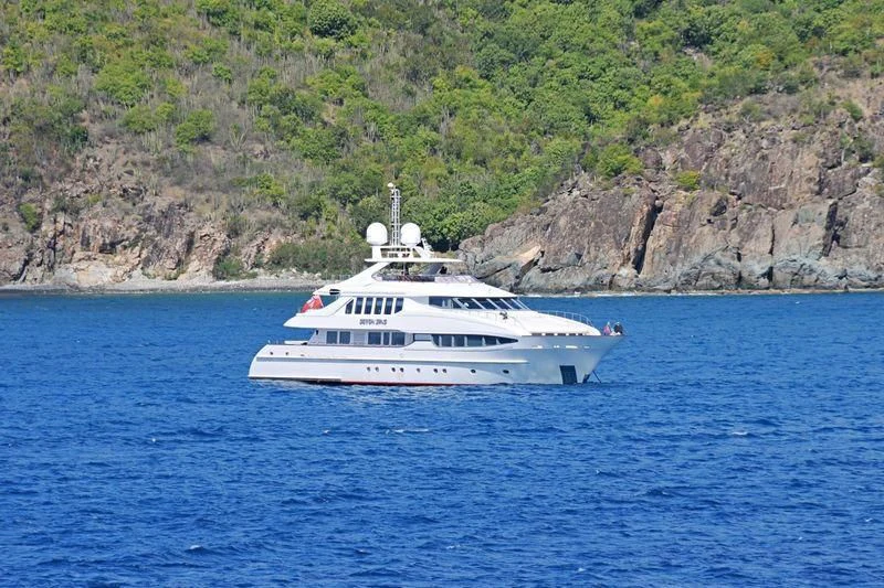 a white boat in the water aboard THE LADY K Yacht for Sale