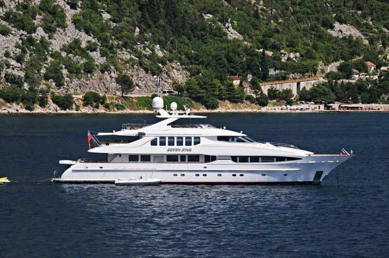 a white yacht on the water aboard THE LADY K Yacht for Sale