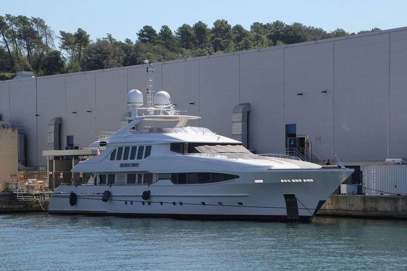 a white yacht in a body of water aboard THE LADY K Yacht for Sale