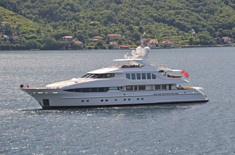 a white yacht on the water aboard THE LADY K Yacht for Sale