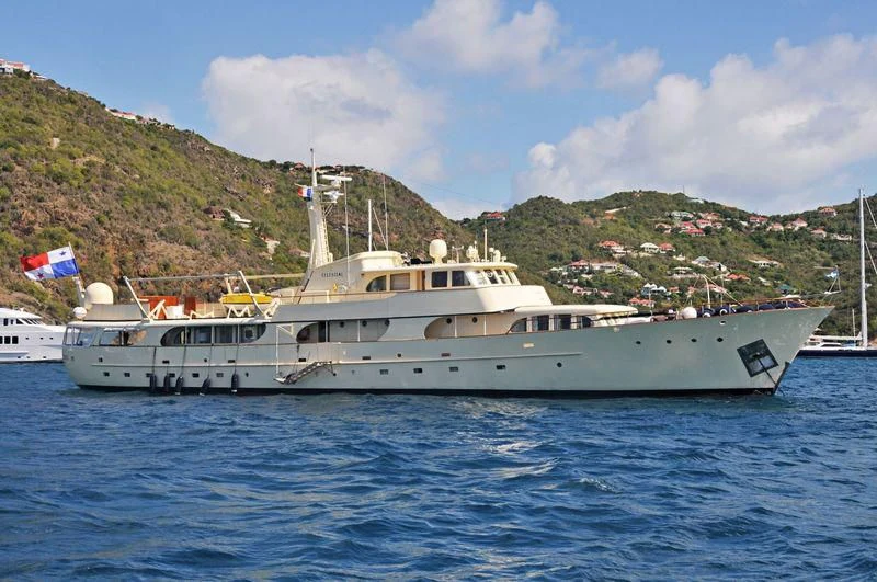 a boat on the water aboard CELESTIAL Yacht for Sale