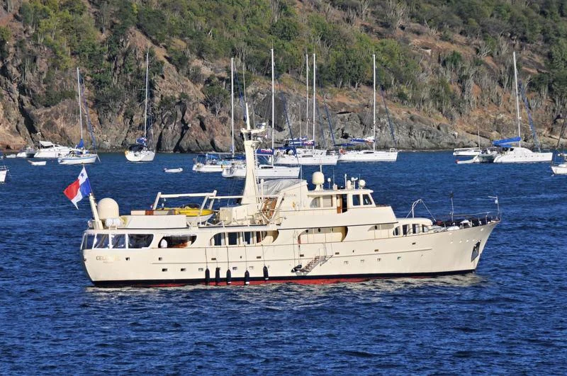 a boat in the water aboard CELESTIAL Yacht for Sale