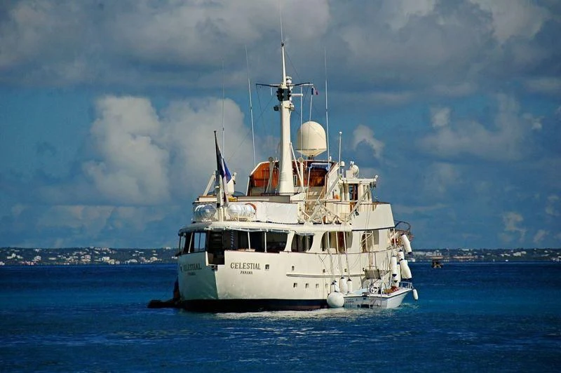 a boat in the water aboard CELESTIAL Yacht for Sale